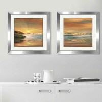 Highland Dunes 'Sundown' 2 Piece Framed Acrylic Painting Print Set