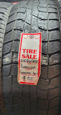 P 215/60/ R15 Dunlop Graspic dg-1 M/S*  Used WINTER Tire 60% TREAD LEFT  $55 for THE TIRE / 1 TIRE ONLY !!