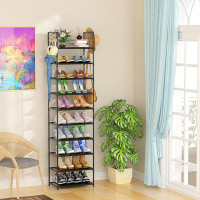 Rebrilliant 10 Tier Tall Shoe Rack Organizer , 20-24 Pair Shoe Boot Storage Rack, Small Vertical Stackable Shoe Stand Wi
