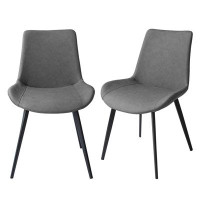 Corrigan Studio 34"H Modern Upholstered Grey Dining Chairs (Set Of 2)