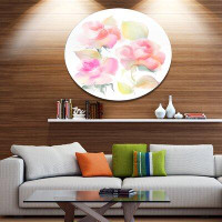 Made in Canada - Design Art 'Beautiful Pink Rose Flowers' Oil Painting Print on Metal