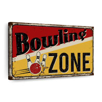Trinx Bowling Zone Sign Canvas Print