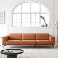 Lilac Garden Tools 112.20" Orange Genuine Leather Modular Sofa cushion couch