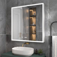 Brayden Studio Daker 36'' W 36'' H Frameless Medicine Cabinet with Mirror and 3 Adjustable Shelves