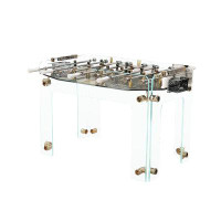 Recon Furniture 55" Tempered Glass Foosball Table,Gold Hardware,Silver Handle,Glod/Silver Players