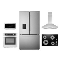 Cosmo 5 Piece Kitchen Package With 30" Electric Cooktop 30" Island Range Hood 24" Single Electric Wall Oven 30" Over-the