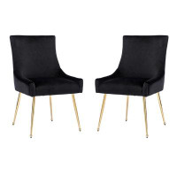 Everly Quinn Modern Velvet Upholstered Dining Chairs Set Of 2