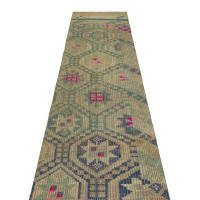 Rug N Carpet Girit Green Geometric Wool Handmade Area Rug