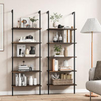 17 Stories 17 Storeys 2 Pcs 5 Tier Ladder Shelf 71'' Wall-mounted Bookshelf Display Storage Organizer