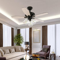 Winston Porter 25" Akkash 5 - Blade Smart Ceiling Fan with Remote Control and Light Kit Included