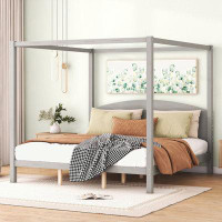 Latitude Run® King Size Canopy Platform Bed with Headboard and Support Legs