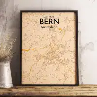 Made in Canada - Wrought Studio 'Bern City Map' Graphic Art Print Poster in Vintage