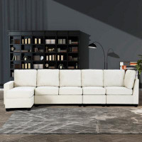 Latitude Run® [VIDEO Provided] [New] 138*57" Modern L Shape Sectional Sofa, 6-Seat Velvet Fabric Couch With Convertible