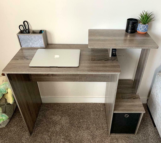 Modern Home Office Wood Computer Desk Writing Table Storage Shelf Drawer in Desks