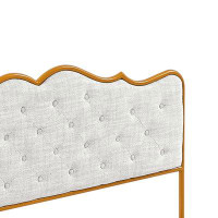 Winston Porter Classic Style Metal Frame Bed with Tufted Button Headboard for Bedroom, Full Size
