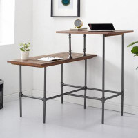 Williston Forge Benzinger Sit And Stand Desk in Black and Maple