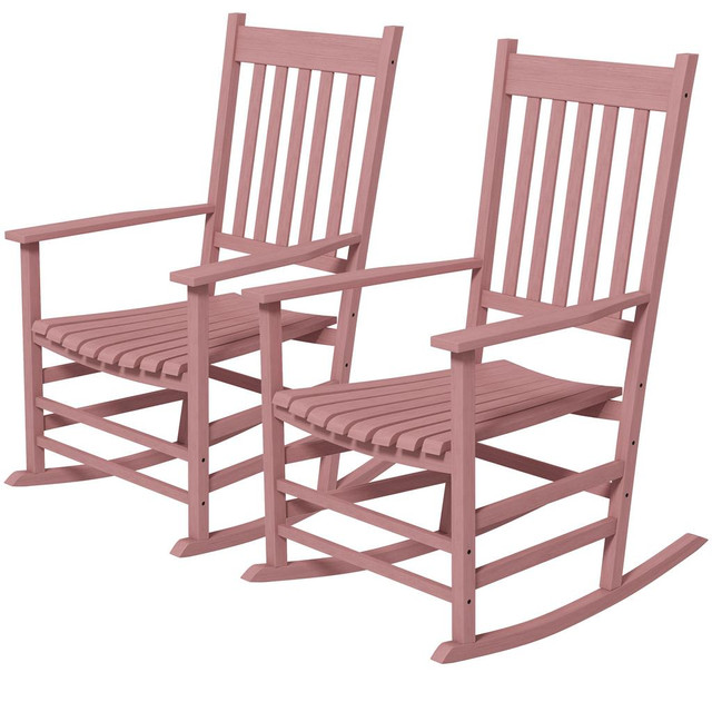 Rocking Chair Set 27.2" x 33.9" x 45.3" Natural Wood in Patio & Garden Furniture - Image 2