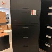 Teknion 5 Drawer Lateral Filing Cabinet with Handles – Black – 30W in Desks in Peterborough Area