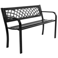 Winston Porter Ruda Outdoor Bench With Steel Frame,Black