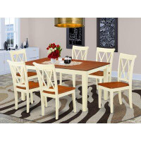 August Grove Kriner 7 - Piece Extendable Rubberwood Solid Wood Dining Set