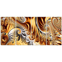 Made in Canada - Design Art Metal 'Gold/Silver Ribbons Abstract' 4 Piece Graphic Art Set