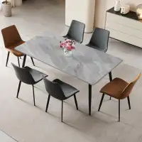 Wrought Studio Dining Table Sintered Stone Table Marble Table Porcelain Dining Table For Kitchen, Living Room, 63 Inch W