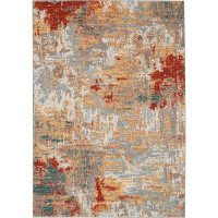 Williston Forge Toomey Abstract Wool Blue/Yellow/Red Area Rug