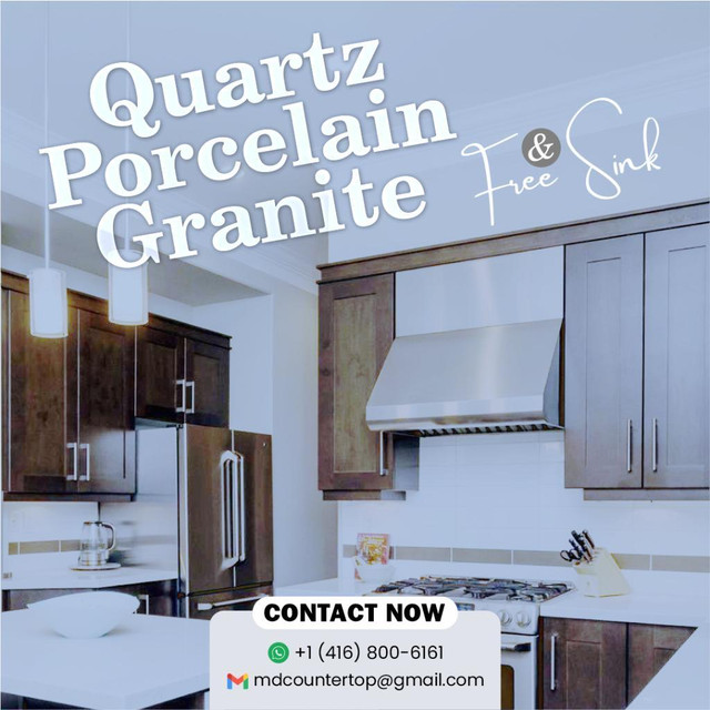 Quartz, Porcelain, & Granite Countertop With Free Sink in Cabinets & Countertops in Toronto (GTA)