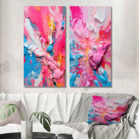 Ivy Bronx Pink And Orange Explosions Of Colour - Wall Art For Bedroom - Abstract Wall Decor Set Of 2