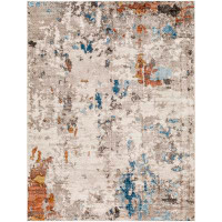 Trent Austin Design Primm Abstract Machine Woven Polypropylene Area Rug in Taupe/Blue/Orange