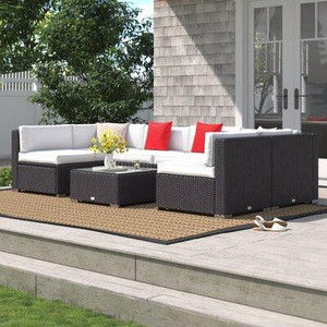 Sol 72 Outdoor™ Merton 7-Piece Patio Furniture Sets Outdoor Rattan Conversation Sets Canada Preview