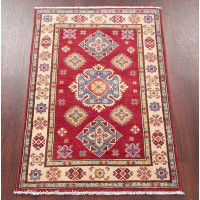Rugsource One-of-a-Kind Hand-Knotted Kazak Red 2'8" x 3'11" Wool Area Rug