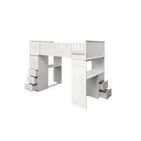 iHome Studio Morgan Twin 6 Drawer Platforms Loft Bed with Built-in-Desk by iHome Studio