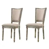 One Allium Way Cambria Beige And Reclaimed Grey Padded Seat Side Chairs
