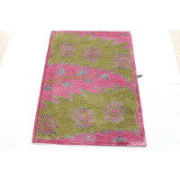 Harriet Bee One-of-a-Kind Chesley Tibetan Hand-Knotted Green/Pink Area Rug