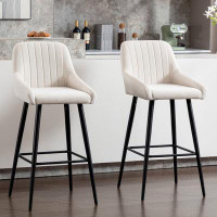 George Oliver Elegant Lifestyle Velvet Bar Stools, Set Of 2, Upholstered With Back - Modern Bar Chairs For Kitchen, Livi