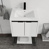 Ebern Designs 24" White Freestanding Bathroom Vanity With Two Soft Closing Doors