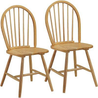 Rosalind Wheeler Giantex Set Of 2 Windsor Chairs, Wood Dining Chairs, French Country Armless Spindle Back Dining Chairs,