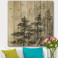 Made in Canada - East Urban Home Asian Forest - Cabin and Lodge Print on Natural Pine Wood