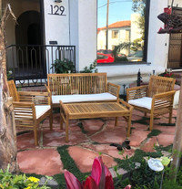 Patio Outdoor Solid Acacia Wood Furniture Set Sofa Arm Chair Coffee Table