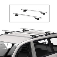 2PC ROOF RACK CAR ROOF TOP LOCKABLE ALUMINUM CROSS BARS ADJUSTABLE BAGGAGE LUGGAGE CARRIER, SILVER (49)