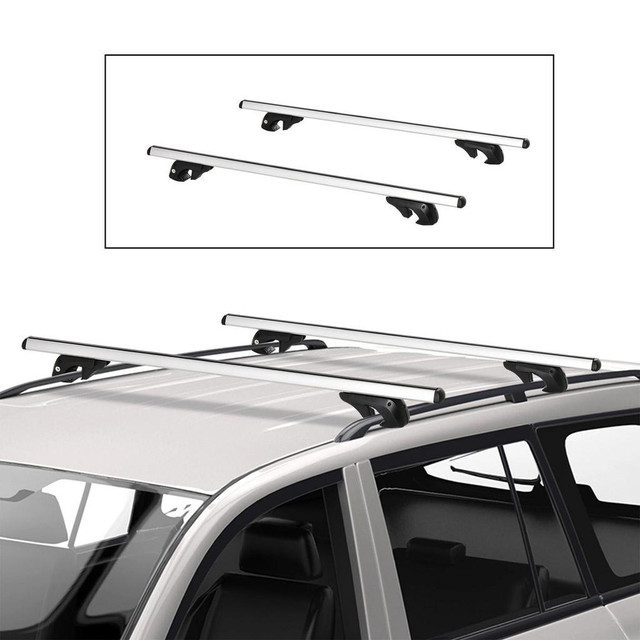 2PC ROOF RACK CAR ROOF TOP LOCKABLE ALUMINUM CROSS BARS ADJUSTABLE BAGGAGE LUGGAGE CARRIER, SILVER (49) in Exercise Equipment