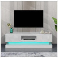 Wrought Studio 63Inch Morden TV Stand With LED Lights,High Glossy Front TV Cabinet,Can Be Assembled In Lounge Room, Livi