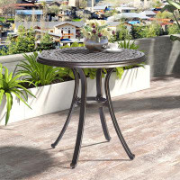 Winston Porter Round Bistro Table Cast Aluminum Outdoor Patio Dining Table 28" Dia X 28.6" Height