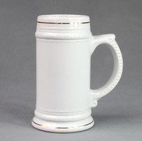 22oz Golden Rim Sublimation Ceramic Beer Mug 1Pc For Heat Press Transfer #001423