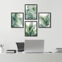 SIGNLEADER Tropical Jungle Plants Green Leaves Print Nature Illustration Decor Country/Farmhouse Rustic Cozy