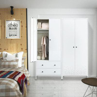 Rubbermaid Metal Storage Wardrobe With Hanging Rod, Armoire With 2 Doors And 2 DrawersSteel Wardrobe Closet For Home, O