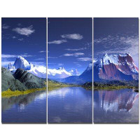 Design Art '3D Rendered Mountains and Lake' Photographic Print Multi-Piece Image on Canvas