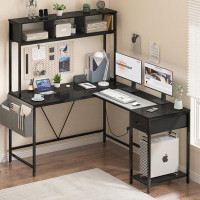 Inbox Zero Lilygrace L Shaped Computer Desk with Storage Shelf and Drawer