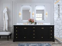 84 Inch Audrey Bathroom Vanity with Sink and Carrara White Marble Top Cabinet Set in 4 Finishes  ANC